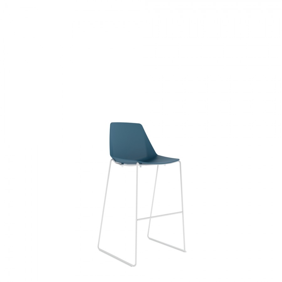 Polypropylene Shell High Stool White Skid Steel Frame